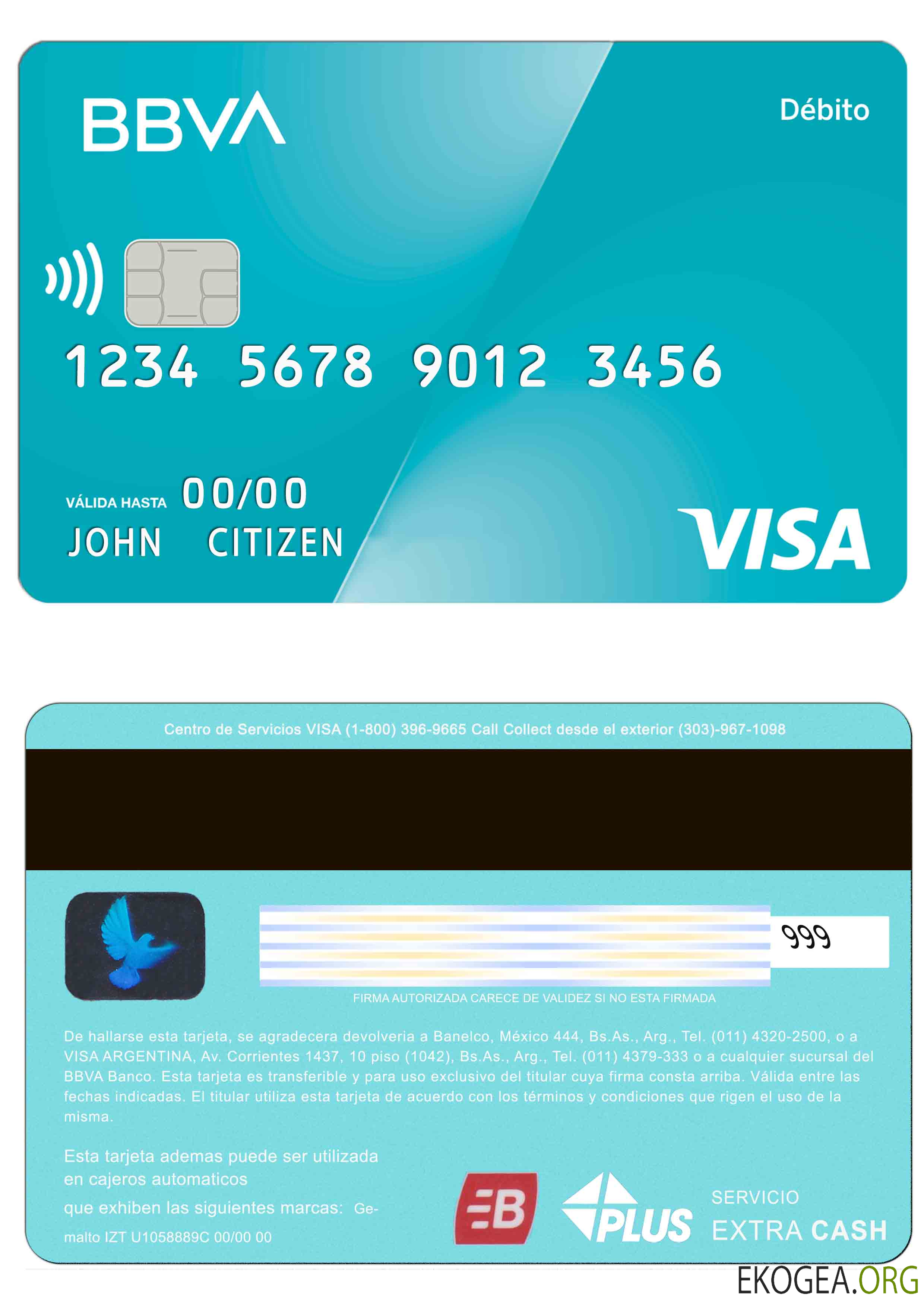 Carte de débit visa bancaire Agentina BBVA